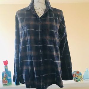 Khaki & navy flannel shirt